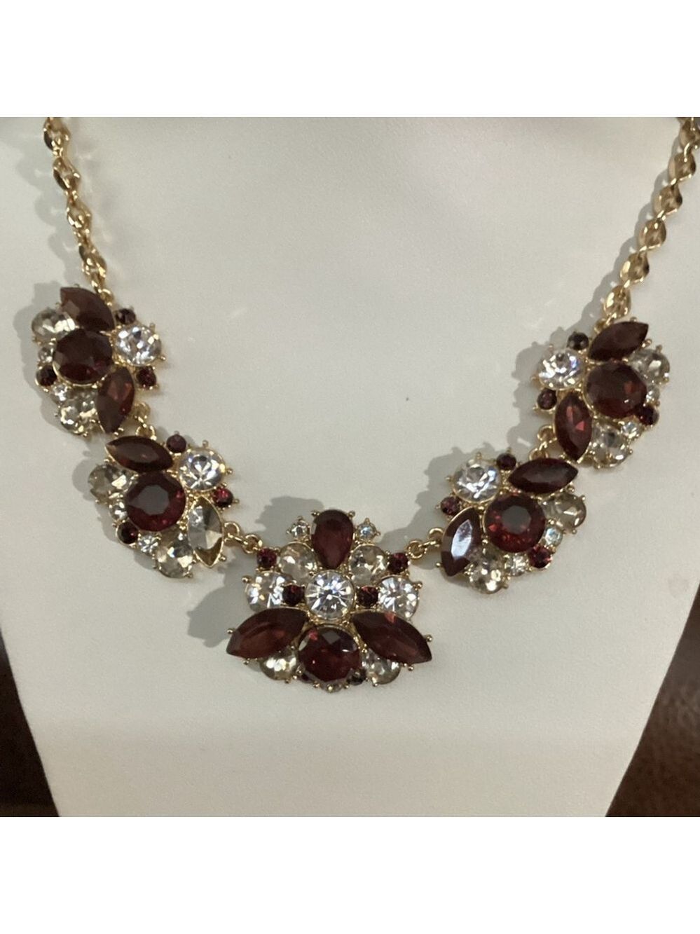 Charter Club Floral Necklace Rhinestones Costume Jewelry 1630